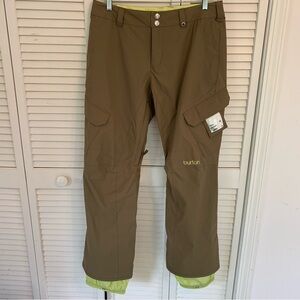 Burton Enlo Dryride Snowboard Pants Olive-Brown Cargo Ski Snow Womens Large